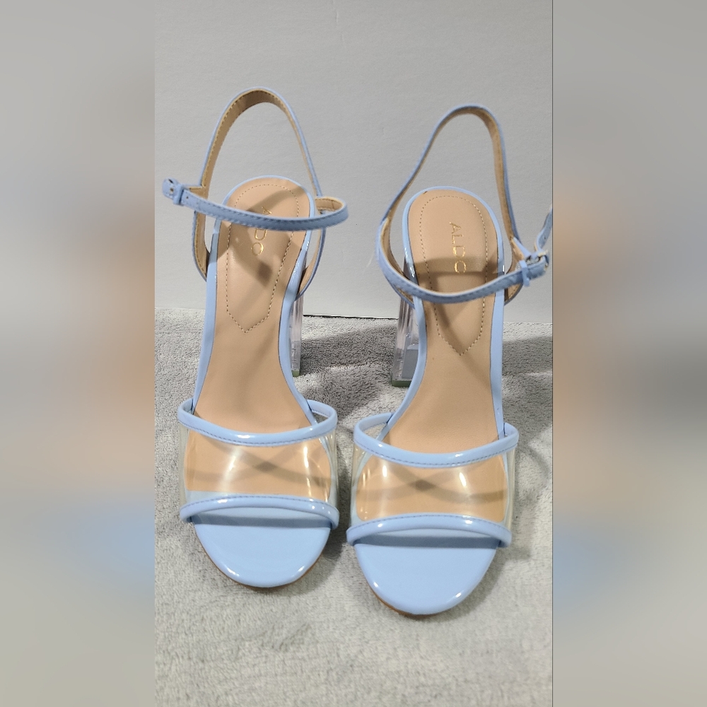 ALDO LIGHT BLUE/ CLEAR HIGH HEELS